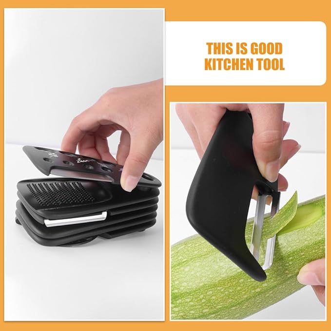 HEALLILY Kitchen Gadgets Set 6pcs Multi-functional Food Peelers Potato Peeler Pizza Cutting Wheel Garlic Grinder Fruit Slicer Vegetable Cutter for Home Cooking