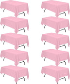 BRILLMAX 10 Pack Pink Tablecloths for 6 Foot Rectangle Tables 60 x 102 Inch - 6ft Rectangular Bulk Linen Polyester Fabric Washable Cloth Cover for Wedding Reception Banquet Birthday Party