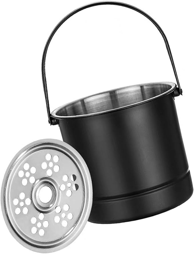 Ice Bucket Wine Cooler Bucket Stainless Steel Wine Chiller Handles Filter Plate Parties Gold (Black)