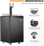 ROVSUN BF-152 Full Size 5.4 Cu.Ft, Beer Kegerator with CO2 Tank Included, Draft Beer Dispenser for Home Bar, 152L Beverage Refrigerator Direct Cool, Metal Cabinet, Dual Tap, Black