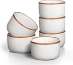 Ramekins Set of 6, 6 oz Creme Brulee Ramekin Oven Safe, Porcelain Ramekin Bowls, Mini Cheesecake Pans, Small Baking Dish, Dipping Sauce Bowls, Ramekins for Baking Souffle, Ice Cream - Vanilla White