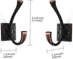 Large Wall Hooks 5 Pack Oil Rubbed Bronze Coat and Towel Hooks for Coats, Robes, Key and More - 4.35 Inch Double Hooks with Screws for Wall Mounting