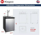 Kegco HBK309S-3 Full-Size Digital Homebrew Kegerator Triple Faucet Ball Lock Keg Dispenser Stainless, Stainless Steel