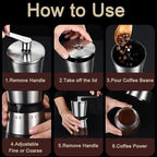 Precision Manual Coffee Grinder for Home Use, 8 Adjustable Coarseness Setting,with Ceramic Universal for Travel Camping
