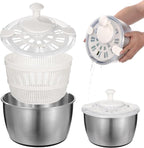 Stainless Steel Salad Spinner 5 L, 360° Quick Spin Function, BPA-Free Lid, Anti-Slip Base, Removable Design for Fruits, Vegetables, Pasta, and More