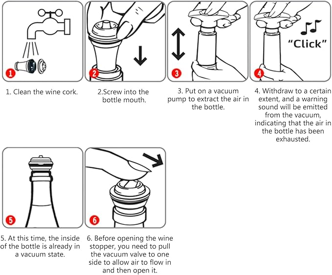 5Pcs Black Wine and Beverage Bottle Stoppers Silicone Sealed Wine Saver Pump Reusable Wine Corks Plug For Gift Bar Saver Stoppers With Strong Suction,Bar and Wine Tools