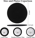 Round Placemats Set of 6, Cotton Rope Woven Table Mats, Hot Pads for Kitchen, Non Slip Heat Resistant Place Mats, 13 Inches Braided Placemat for Farmhouse Decor and Kitchen Table Decor (Black)