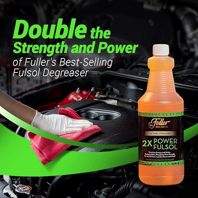 Fuller Brush 2X Power Fulsol Degreaser - Powerful Multi-Surface Degreaser Concentrate - All Purpose Oil, Grease & Grime Cleaner For Bike, Automotive, Grill, Bathroom & Kitchen