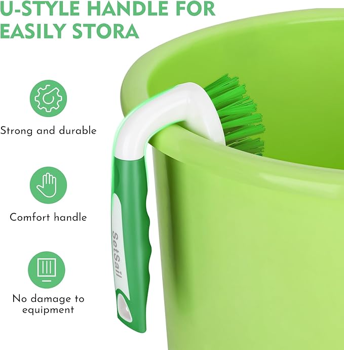 SetSail Scrub Brush, Heavy-Duty Scrub Brushes for Cleaning with Stiff Bristles Cleaning Brush for Shower, Bathroom, Carpet, Kitchen and Bathtub Scrubber - 2 Pack Green