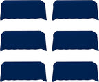 BRILLMAX 6 Pack Navy Blue Tablecloths for 8 Foot Rectangle Tables 90 x 156 Inch - 8ft Rectangular Bulk Linen Polyester Fabric Washable Cloth Cover for Wedding Reception Banquet Birthday Party