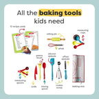 Baketivity Kids Baking Bundle – DIY Cake Pop Kit & 31-Piece Real Kids Cooking Set – Pre-Measured Kosher Ingredients, Safe Utensils, Illustrated Recipes & Video Guide – Fun Gift for Ages 6+