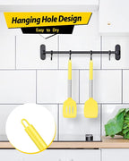 Pack of 2 Silicone Solid Turner, Non Stick Slotted Kitchen Spatulas, High Heat Resistant BPA Free Cooking Utensils, Ideal Cookware for Fish, Eggs, Pancakes(Yellow)