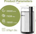 Coffee Grinder, Wancle Electric Coffee Grinder, Quiet Spice Grinder, One Touch Coffee Mill for Beans, Spices and More, with Clean Brush, Stainless Steel, 120V