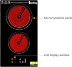 Winado 2 Burners Electric Ceramic Cooktop 20 inch, 220-240V Flat Top Stove, Multi-function Elecric Stovetop w/9 Heating Level, Timer & Kid Safety Lock, Sensor Touch Control, Timer Setting, Plug, 3000W