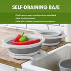 Gevoli Collapsible Colanders (3 Pack Set) Food Strainers with Over-Sink Water Draining Base for Pasta Fruits and Vegetables (Patent Pending) White (3 Sizes, 3QT, 4QT and 5 Quart)
