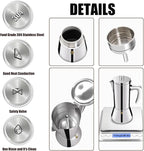 12 Cup Thickened 304 Stainless Steel Moka Pot Stovetop Espresso Maker Cafeteras Italian Percolator Espress Makers Capable Greca Mocha Coffee Machine for Induction Home and Camping 600ml 20oz