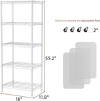 SINGAYE 5 Small Wire Shelves Kitchen Pantry Close Home Organizers and Storage Bathroom Shelf Laundry Room Organization Adjustable Book Metal Garage Shelving Unit