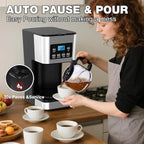 12-Cup Programmable Coffee Maker, Regular & Strong Brew Drip Coffee Machine for Home and Office, Glass Carafe, Pause & Serve, Auto Shut Off, Gray & Stainless Steel (Black)