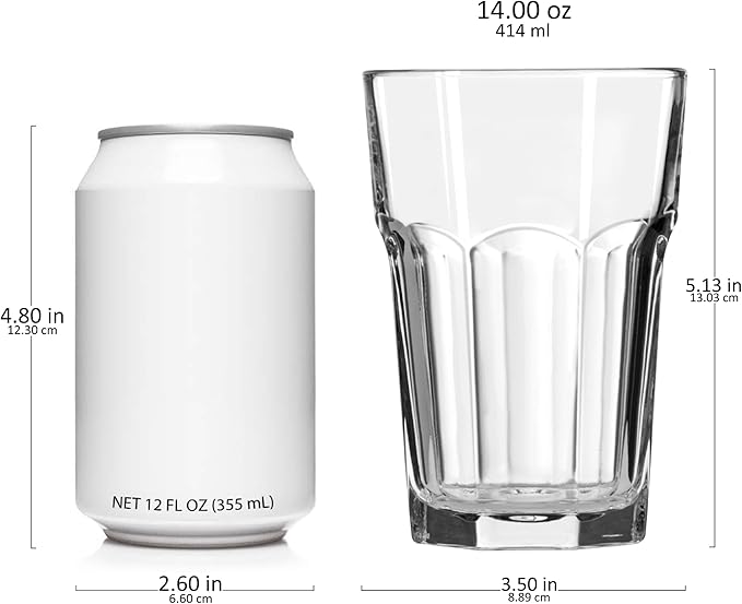 Libbey Gibraltar DuraTuff Drinking Glass Drinking Cup Set, Iconic Heavy Base Bar Glassware Thick Drinking Glasses Set of 12, 14-Ounce Juice Glasses