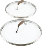 Anolon Advanced Home Glass Lids, Stainless Steel and Silicone Handles, 2 Piece, 10 Inch and 12 Inch Lid Set, Bronze