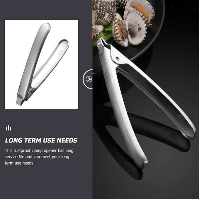 Hemoton Stainless Steel Clam Opener 5 Inch Seafood Tool with Ergonomic Handle for Easy Shellfish and Oyster Opening Kitchen Gadget
