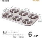 CHEFMADE Donut Mold Cake Pan, 6-Cavity Non-Stick Ring Doughnut Bakeware for Oven Baking (Champagne Gold)