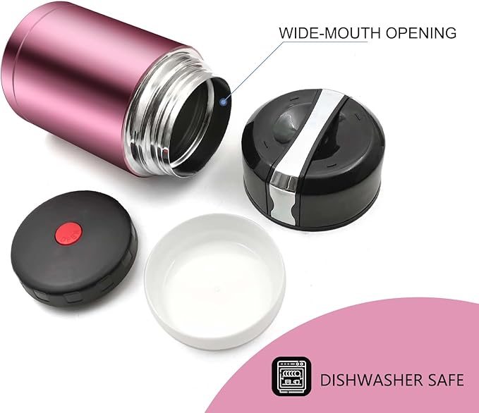 35oz Soup Thermos, Stainless Steel Thermos for Hot Food, Wide Mouth Food Thermos Jar, Insulated Lunch Container Leak Proof Vacuum Thermal Flask(rosered)