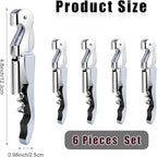 6 Pieces Professional Waiter Corkscrew Wine Openers, White Wine Keys Opener Stainless Steel Hinges Serrated Foil Cutter for Restaurant Waiters, Sommelier, Bartenders (White)