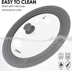 Universal Pan Lids, Silicone Pot lids for Pots, Pans & Skillets - Fits 11", 12" & 13" Diameter Cookware, Replacement Frying Pan lid, Dishwasher Safe (Grey)