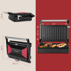 Panini Press Sandwich Maker, Aigostar 1000W Sandwich Press Grill with Non-Stick Coated Plates, Indicator Light, Locking Lid, Cool Touch Handle, Panini Maker Panini Press Grill Easy to Storage & Clean