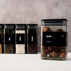 APT 1101 26 oz Glass Storage Jars with Bamboo Lid, set of 6, glass canisters with airtight lids, Clear jars with lids for Cookie, Candy, Tea, Coffee Bean and Rice, Black