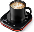 Mug Warmer Upgraded,Coffee Mug Warmer for Desk LEDs Light 3 Temp Settings (113-167°F) 1-12H Timer 4 H Auto Shut Off Beverage Cup Candle Warmer for Coffee Tea Milk(Black)