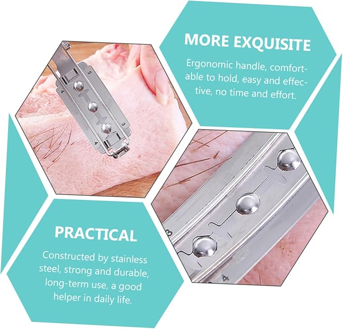 Ipetboom 2pcs Shaver Household Gadgets Pork Skin Hair Remover Razor Scraper Kitchen Pig Hair Kitchen Gadget Tool Pig Scraping Device Meat Pork Tools Animal Stainless Steel Handle