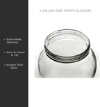 North Mountain Supply 1 Gallon Glass Jar Wide Mouth with Black Plastic Lid - USDA, BPA-Free, Made in the USA - for Fermenting, Storing, Canning, and Much More!
