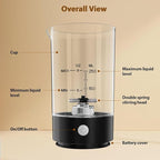 Cold Foam Maker Frother Blender for Coffee - Handheld-Free - One-Button Battery Powered - Frother for Cold Foam - Ideal Gift (Coal Black)