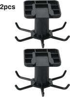 360° Rotating Kitchen Hooks, Adhesive Utensil Organizer Rack with 6 Hooks - No Drill Cabinet Mount for Spoons, Towels & Cups (2pcs)