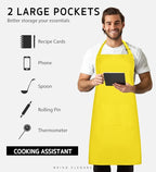 Syntus Apron for Men Women, Adjustable Cooking Kitchen Chef Aprons with 2 Pockets, Cotton/Polycotton/Polyester
