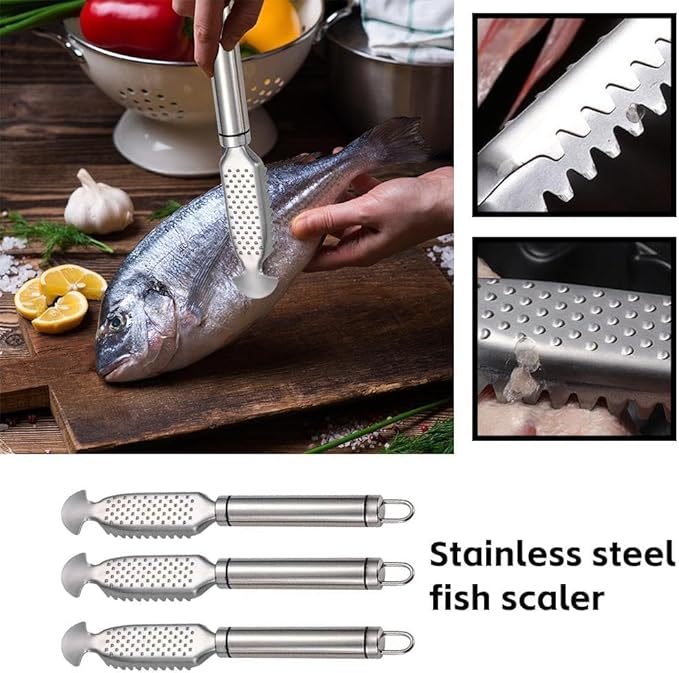 Fish Scales Scraping Tool,Multifunction Stainless Steel Fish Scale Knife Fish Cleaning Kit,Fish Scale Peeler,Fish Descaler Tool,Fish Scaler Remover,Removing Tool Specialty Gadgets