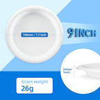 YANGRUI Plastic Plates Shrink Wrap 9" 150 Pack - BPA Free Mineral Filled PP | Dishwasher Freezer & Microwave Safe | Reusable & Disposable Heavy Duty | Commercial White Shatter Resistant Party Plate