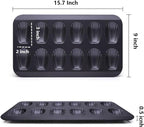 Madeleine Pans for Baking (2-Pack) 12 cup Madlen Mold Makes Shell Shape Cake Cookies Nonstick Carbon Steel Madeline Tray for Oven Black