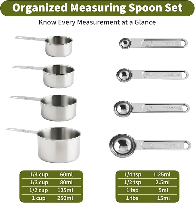Measuring Tools and Scales, 8 PCS Measuring Cups and Spoons Set, Kitchen Food Scale with Tare Function, Digital Grams and Ounces, Retractable Dual Sided Tape Measure, Ideal for Baking and Cooking