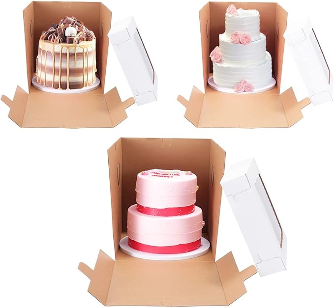 Tall Cake Boxes for Tier Cakes,12x12x12 Inch [10 Pack ] Thick Sturdy Bakery Box with Window,White Wedding Cake Boxes,Layer Cake Carrier,Disposable Cake Containers