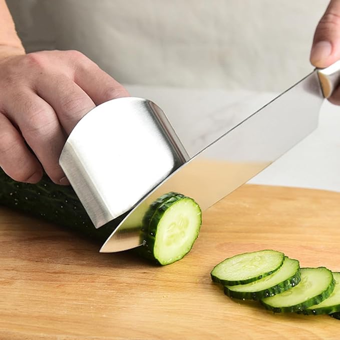 SHINEOFI 8pcs Stainless Steel Finger Guards Kitchen Hand Protectors Safety Cutting Guards for Vegetable and Fruit Chopping Dicing Cooking Tool Set