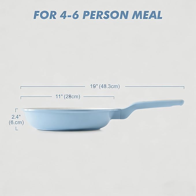 SENSARTE Nonstick Ceramic Frying Pan 11-Inch, Healthy Non Toxic Skillet, Induction Compatible Omelet Pan with Heat Resistant Handle, PFAS-Free, Blue