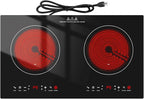 3000w Electric Cooktop, 24" Electric Stove 2 Burner Hot Plate Built-in Double Burner Cooktop with LED Touch Screen,9 Heating 9 Temperature,Kids Lock & Timer,Suitable for all Pans