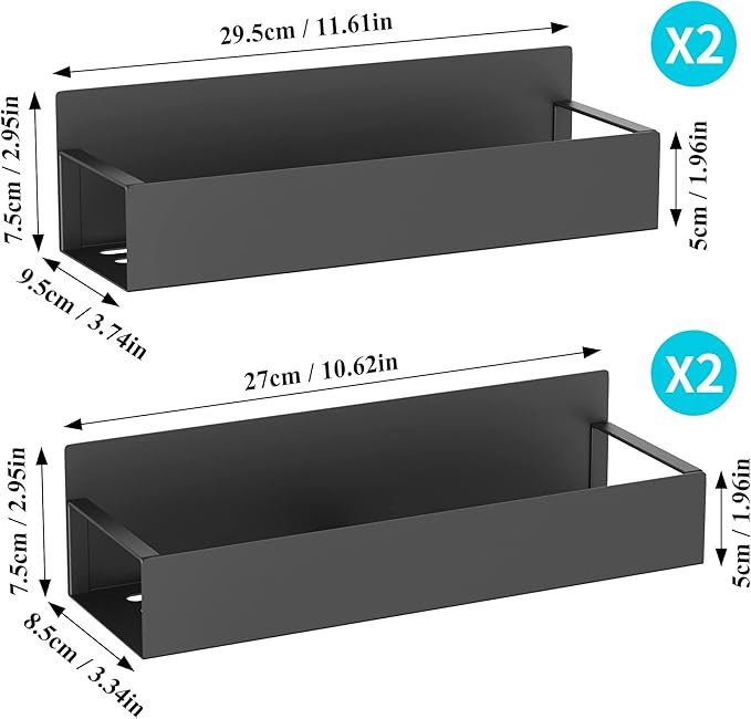 HuggieGems Metal 4 Pack Magnetic Spice Storage Rack Organizer for Refrigerator and Oven, Black Fridge Organizers and Storage