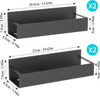 HuggieGems Metal 4 Pack Magnetic Spice Storage Rack Organizer for Refrigerator and Oven, Black Fridge Organizers and Storage