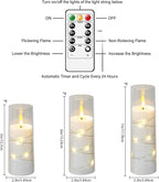 Flameless LED Candles with Timer 24 Pc Flickering Flameless Candles for Romantic Ambiance and Home Decoration Stable Acrylic Shell,with Embedded Star String，Battery Operated Candles（White）