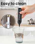 Elementi Pink Milk Frother Wand Rechargeable Drink Mixer - Powerful USB-C Rechargeable Frother & Coffee Stirrers Electric - Hand Held Whisk to Make Perfect Cappuccinos, Lattes & Drink Mixes at Home