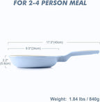 SENSARTE Nonstick Ceramic Frying Pan 9.5-Inch, Healthy Non Toxic Skillet, Induction Compatible Omelet Pan with Heat Resistant Handle, PFAS-Free, Blue